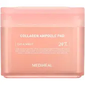Mediheal Kollagen Ampull Pad - Fyrkantiga bomullsfrgade ansiktsvattenkuddar Kollagen och ceramid - Huduppstramande och terstller elasticitet -