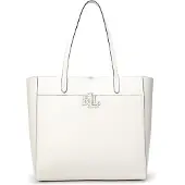 Ralph Lauren för kvinnor. 431960183003 Cameryn stor tote väska off-white kornigt läder (OSFA), Vit, Casual, Hud