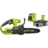 Ryobi Kompakt sladdlös motorsåg 18V One+ - 20 cm styrning - levereras med 1 litiumbatteri + 2,5 Ah och 1 laddare 1,5 Ah