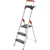 Hailo L100 TOPLINE 8050-307 Aluminium Klappstege med trappsteg inkl. verktygsbricka Arbetshöjd (max.): 2.63 m Silver, Svart, Röd 4.7 kg