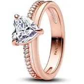 Pandora Classic Stone Double band hjärtring 183100C01-56