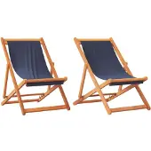 vidaXL Hopfällbara strandstolar 2 st blå tyg
