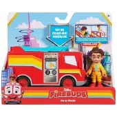 DC Comics Disney Junior Firebuds, Bo och Flash, Actionfigur och Brandbil med Interaktiva Ögonrörelser