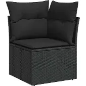vidaXL Loungegrupp för trädgården med dynor 8 delar svart konstrotting