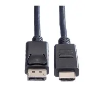 Roline DisplayPort Anslutningskabel DisplayPort-kontakt, HDMI-A-kontakt 3.00 m Svart 11.04.5782 Skärmad DisplayPort-kabel