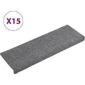vidaXL Trappmattor självhäftande 15 st 65x21x4 cm ljusgrå rektangulär kant