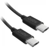 SBS TECABLETISSUETCK USB-C - USB-C 1,5m 60W flätad kabel - svart