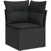 vidaXL Loungegrupp för trädgården med dynor 8 delar svart konstrotting