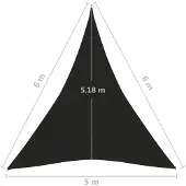 vidaXL Solsegel 160 g/m² svart 5x6x6 m HDPE