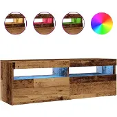 vidaXL TV-bänk med LED-lampor åldrat trä 120x35x40 cm konstruerat trä