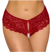 Cottelli - öppen spetstrosa - röd - XL