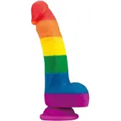 Lovetoy Prider - realistisk dildo - silikon - 19cm regnbågsfärgad