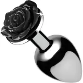 Booty Sparks Black Rose - analplugg i aluminium (silver‑svart)