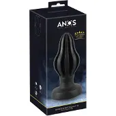 ANOS - räffad mjuk buttplugg - 7 cm (svart)