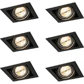 QAZQA Set med 6 infällda spotlights svart AR111 justerbar - Oneon