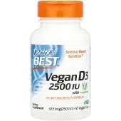 Doctors Best , Vegan D3 med Vitashine D3, 62,5 mcg (2 500 IU), 60 Veggie Kapslar
