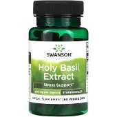 Swanson Health Helig basilikabladsextrakt, 400 mg, 60 vegetabiliska kapslar