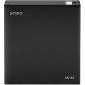 Savio AK-43 optical disc External Slim drive DVD±R/RW CD±R/RW Black, Svart, Front, Stationär/bärbar dator, DVD±RW, USB 2.0, 24X