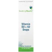 Seeking Health D3 + K2 Vitamin Droppar, 30 ml (1 fl oz)