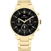 Tommy Hilfiger 1710589 herrklocka Guldarmband Svart urtavla 43mm + ask