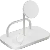 ZENS 4-in-1 Magnetic + Watch Wireless Charger - Trådlöst laddställ + växelströmsadapter - 65 Watt - Fast Charge - vitt/silver