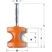 Cmt Avrundningsfräs ; S=1/2''; D=28,6 mm