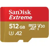 SanDisk Extreme - Flash-Speicherkarte (microSDXC-an-SD-Adapter inbegriffen) microSDHC-Kort 512 GB Class 10 UHS-I stötsäker, Vattentät