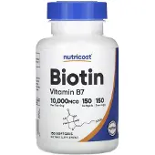 Nutricost , Biotin, Vitamin B7, 10 000 mcg, 150 mjuka kapslar