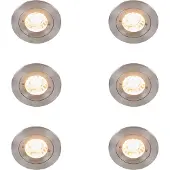 QAZQA Set med 6 moderna infällda spotlights stål rund IP44 - Xena