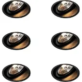 QAZQA Set med 6 moderna infällda spotlights svart trimlös - Impact 70