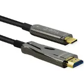 Roline USB-C / HDMI / Fiberoptik Adapterkabel USB-C-kontakt, HDMI-A-kontakt 30.00 m Svart 14.01.3474 4K UHD, Skärmad HDMI-kabel