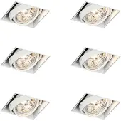 QAZQA Set med 6 infällda spotlights vit GU10 AR70 Trimless - Oneon