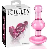 Icicles No. 75 - analplugg hjärtformad - glas - rosa