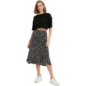 Trendyol TRENDYOLMİLLA Dam Svart Blommig Midi A-linje Skater Kjolar