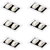 QAZQA Set med 6 moderna infällda spotlights vita 2-ljus justerbara - Oneon 70