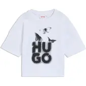HUGO Kids' loose-fit T-shirt in cotton with logo artwork