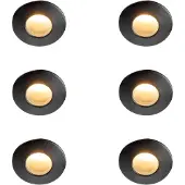 QAZQA Set med 6 moderna infällda spotlights svart IP44 - Gap