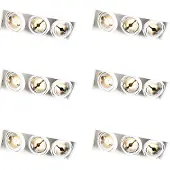 QAZQA Set med 6 infällda spotlights vita AR111 Trimless 3-ljus - Oneon