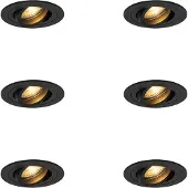 QAZQA Set med 6 moderna infällda spotlights svarta - Rondoo