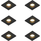 QAZQA Set med 6 moderna infällda spotlights för badrum, svart - Doku