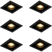 QAZQA Set med 6 moderna infällda spotlights svarta justerbara - Roof