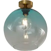 QAZQA Art Deco taklampa mässing med blått glas - Sandra