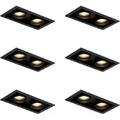 QAZQA Set med 6 moderna infällda spotlights svart justerbar 2-ljus - Roof