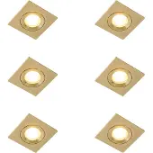 QAZQA Set med 6 moderna infällda spotlights guld kvadratisk IP44 - Xena