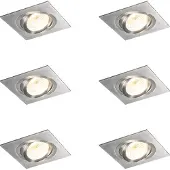 QAZQA Set med 6 infällda spotlights stål lutningsbara - Lock 1