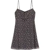 Bershka Klänning grå / ljusgrön / röd