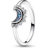 Pandora Moments Celestial Blue Sparkling Moon ring 192675C01-56