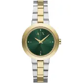 Giorgio Armani Analog klocka guld / mörkgrön / silver