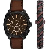 Fossil Analog klocka 'Machine' mörkbrun / svart