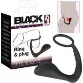 Black Velvets - analplugg med penisring - svart
